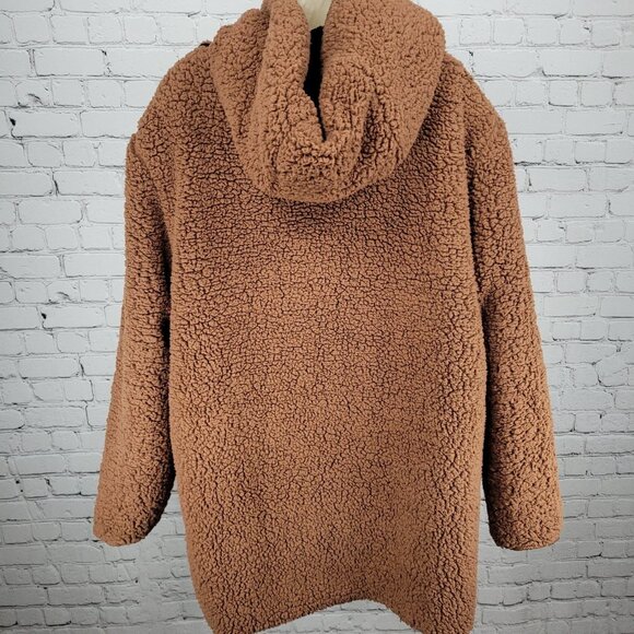 Urban Outfitters Black Soft Sherpa Fleece Oversized Open Hoodie Jacket Size M/L - Picture 6 of 14